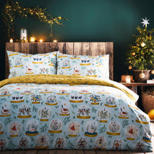 Load image into Gallery viewer, Riva Home - Twelve Days of Christmas Festive Duvet Cover Set Blue