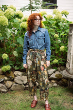 Load image into Gallery viewer, I Dream in Flowers Boho Linen Bee Print Cropped Artist Pants: Ankle / Floral / One Size
