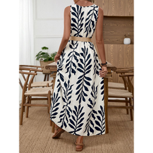Load image into Gallery viewer, SS26 BELTED SLEEVELESS LEAF PRINT DRESS