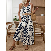 Load image into Gallery viewer, SS26 BELTED SLEEVELESS LEAF PRINT DRESS