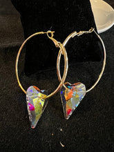 Load image into Gallery viewer, SWAROVSKI CRYSTAL GOLD HEART EARRINGS #178