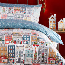 Load image into Gallery viewer, Riva Home - Festive Town Christmas Duvet Cover Set White