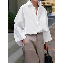 Load image into Gallery viewer, SS26 Long Sleeve Loose Solid Color Lapel Collar Blouse