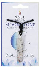 Load image into Gallery viewer, Sansaara Living - Orgone Point Pendant, Carded - Moonstone, 4.5"