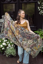 Load image into Gallery viewer, Love Grows Wild Floral Bamboo Scarf with Bees
