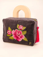 Load image into Gallery viewer, POWDER VINTAGE PEONY VELVET WASH BAG
