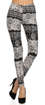 Load image into Gallery viewer, B/W NEW LACE  - REGULAR BAND LEGGING FLIRTY AND FEMME
