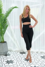 Load image into Gallery viewer, SUPER HIGHEST BAND BAMBOO CAPRI LEGGING BHC6.1 BLACK