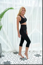 Load image into Gallery viewer, SUPER HIGHEST BAND BAMBOO CAPRI LEGGING BHC6.1 BLACK