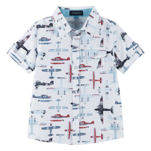 Ss Buttondown Set - Wh Airplanes*