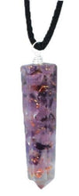 Load image into Gallery viewer, Sansaara Living - Orgone Point Pendant, Carded - Amethyst, 4.5"
