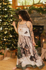 Load image into Gallery viewer, Market of Stars (Worldwide) - Winter Wish Bohéme Long Maxi Slip Dress w/ Christmas Deer
