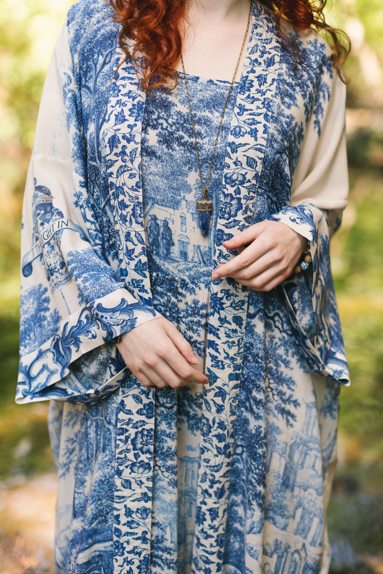Market of Stars - Let The Light In Printed Long Duster Bamboo Kimono Robe