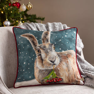 Riva Home - Christmas Hare Cushion Teal