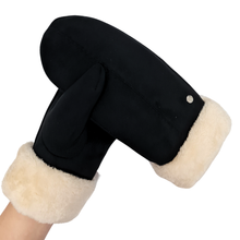 Load image into Gallery viewer, Allesco Inc - Club Rochelier Ladies Faux Suede Mitt, Contrast Sherpa Cuff
