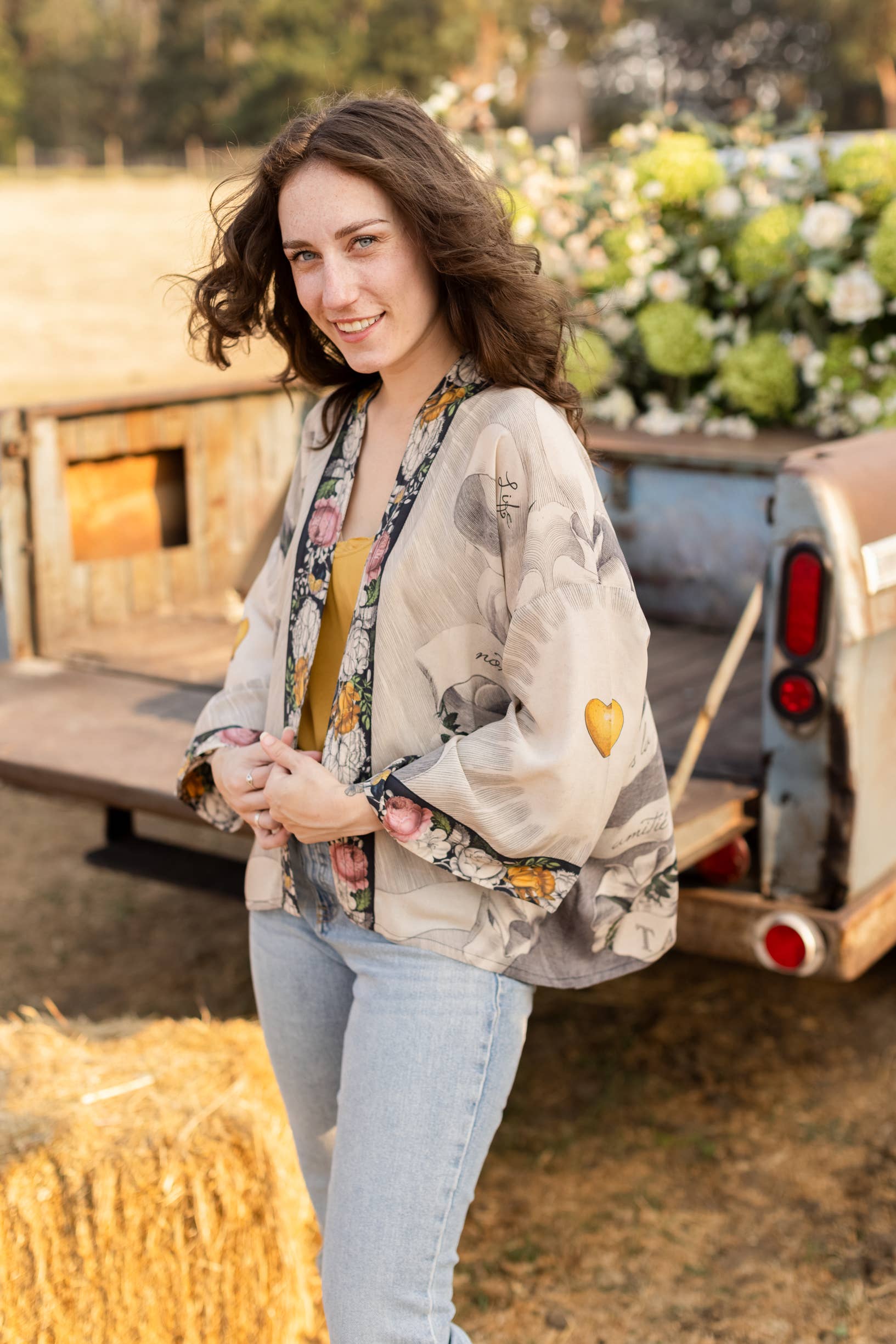 Market of Stars - Take My Hand Printed Bamboo Bohemian Cropped Kimono