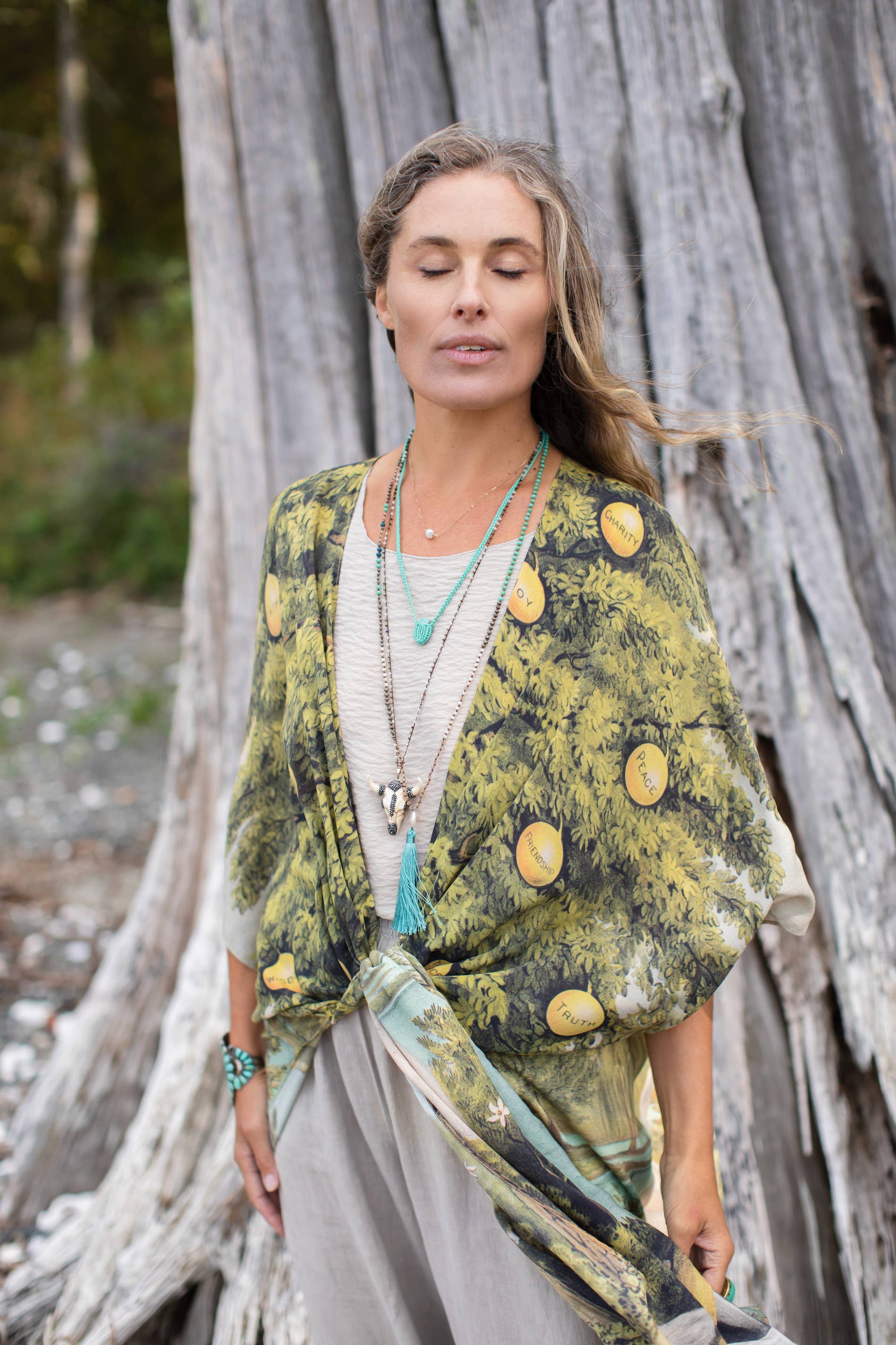 Tree of Life Starduster Bamboo Bohemian Kimono