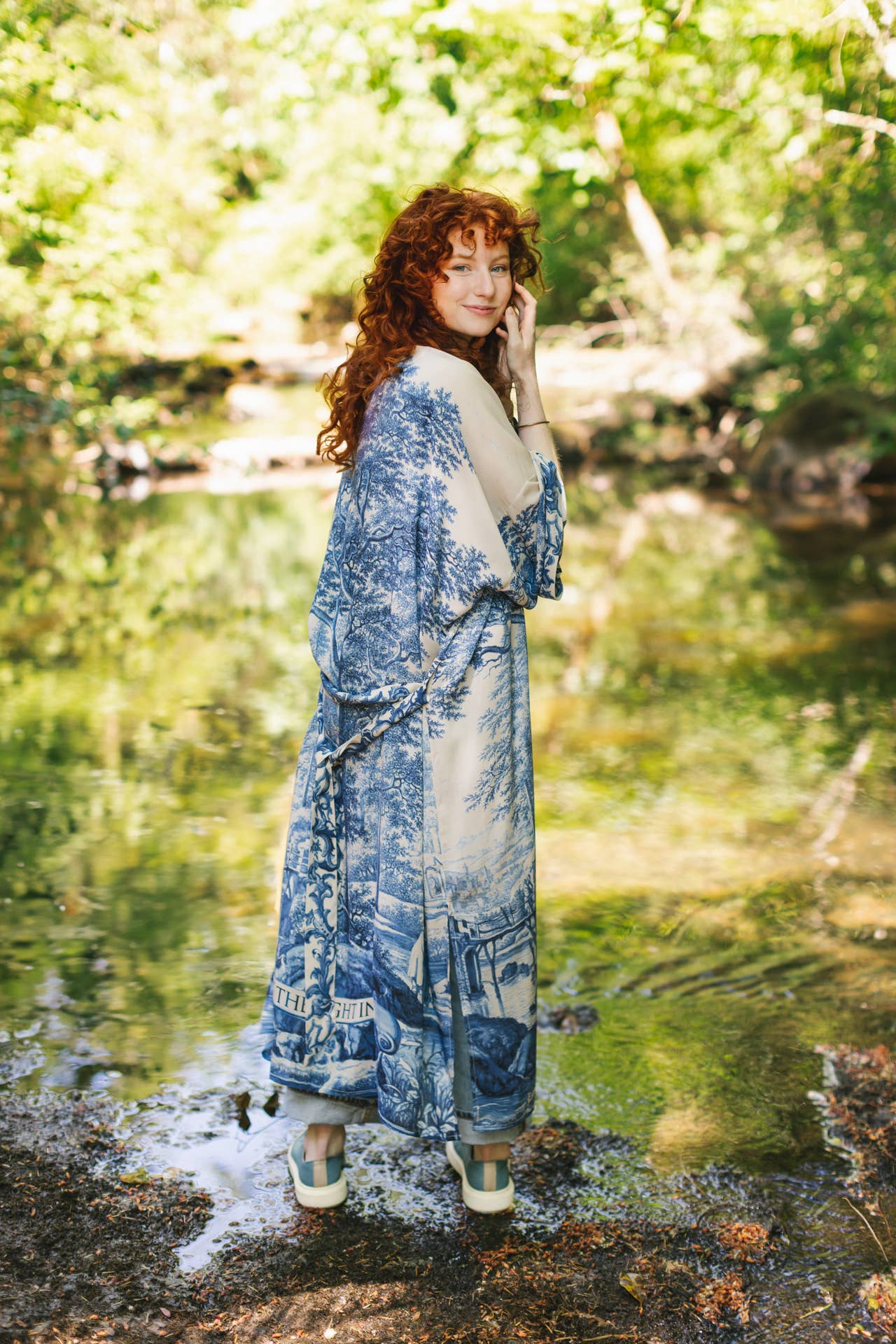 Market of Stars - Let The Light In Printed Long Duster Bamboo Kimono Robe