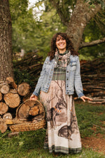 Load image into Gallery viewer, Market of Stars (Worldwide) - Winter Wish Bohéme Long Maxi Slip Dress w/ Christmas Deer
