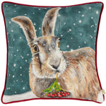 Load image into Gallery viewer, Riva Home - Christmas Hare Cushion Teal
