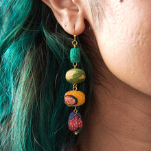Load image into Gallery viewer, WorldFinds - Pebbled Kantha Drop Earrings
