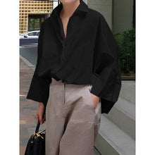 Load image into Gallery viewer, SS26  Long Sleeve Loose Solid Color Lapel Collar Blouse
