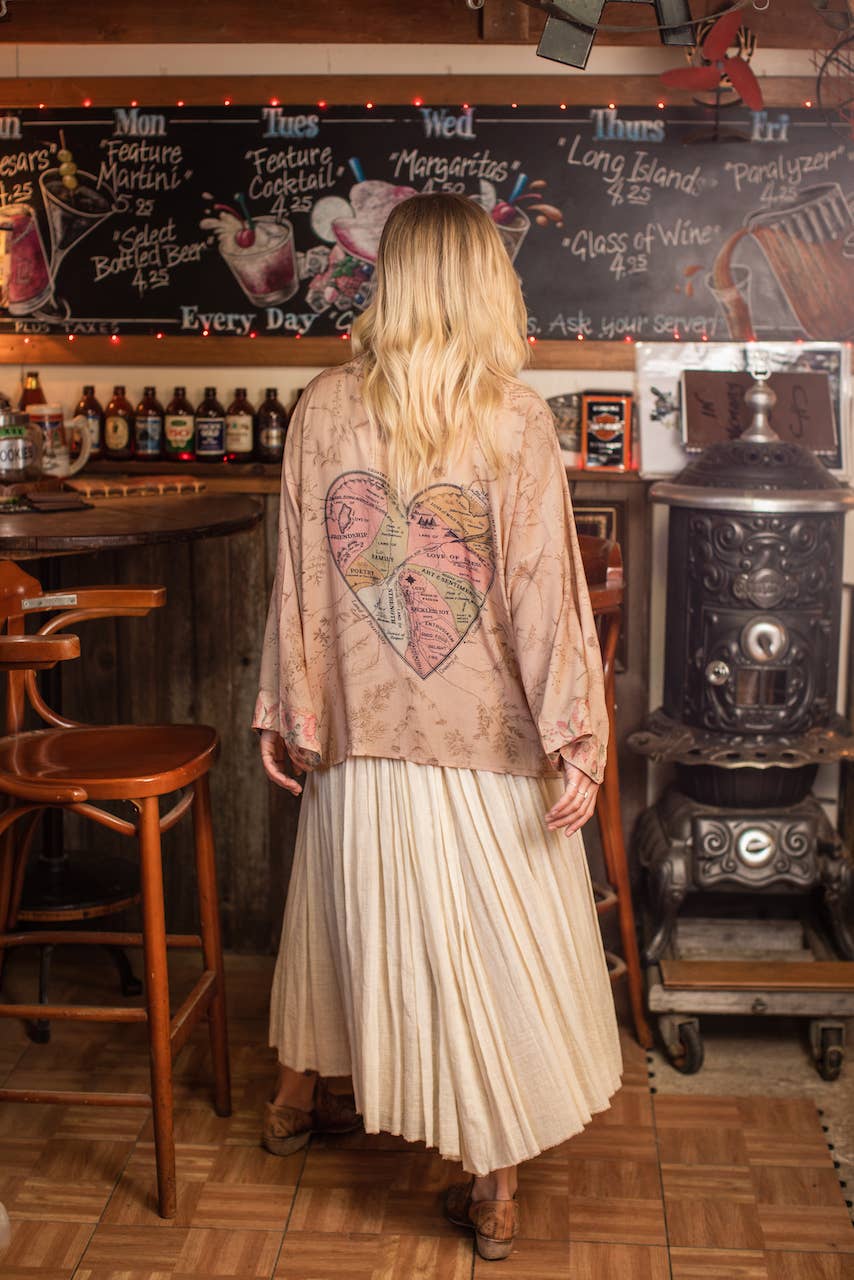 Market of Stars - Map of My Heart Cropped Bamboo Kimono Cardigan