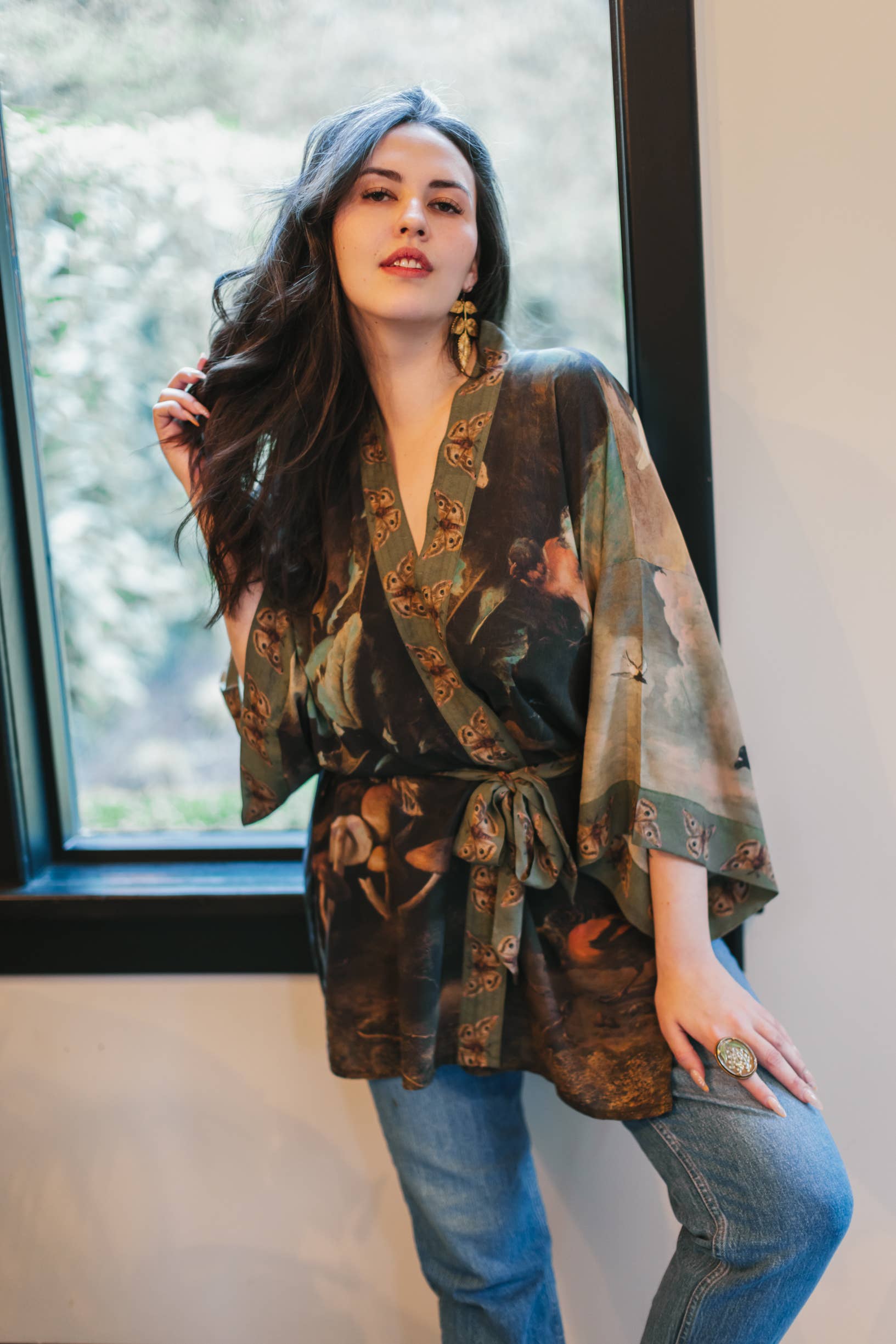 Heartwork Bamboo Bohemian Kimono Cardigan with Belt