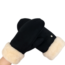 Load image into Gallery viewer, Allesco Inc - Club Rochelier Ladies Faux Suede Mitt, Contrast Sherpa Cuff
