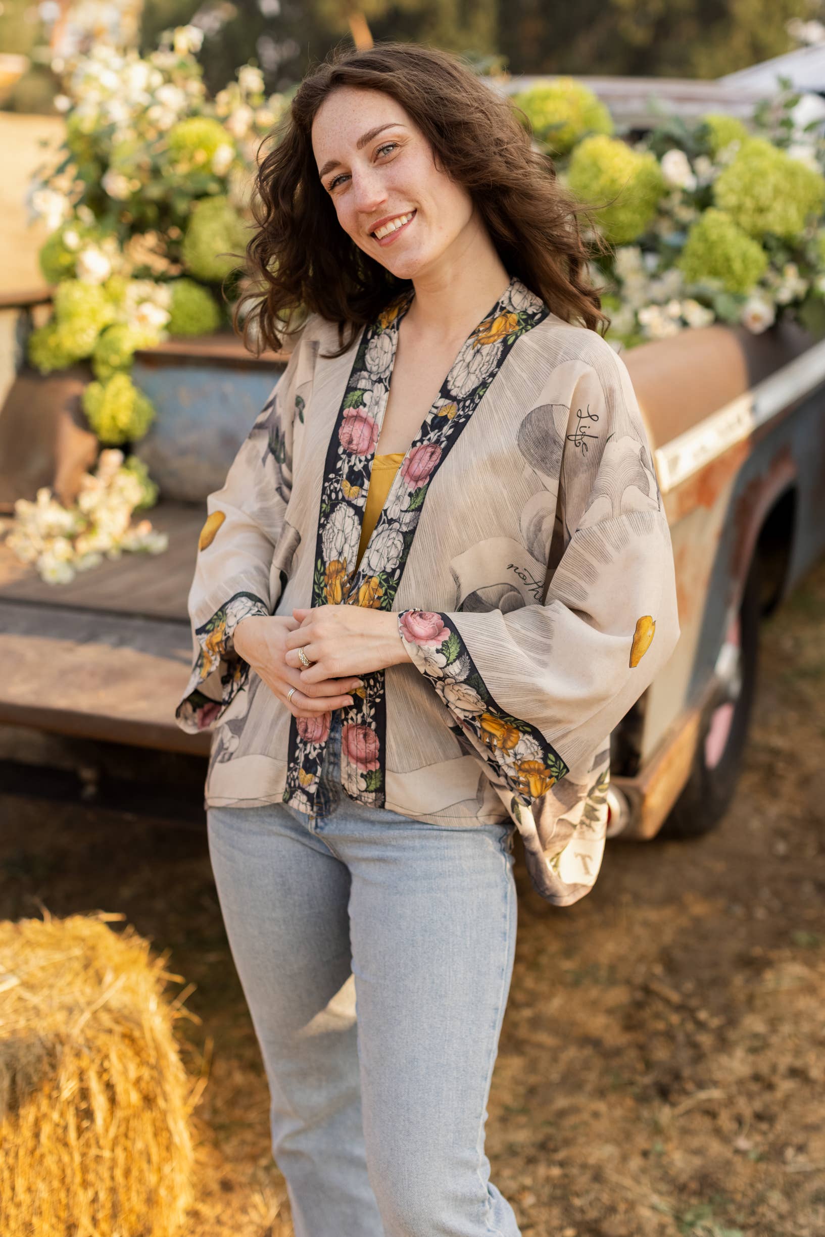Market of Stars - Take My Hand Printed Bamboo Bohemian Cropped Kimono