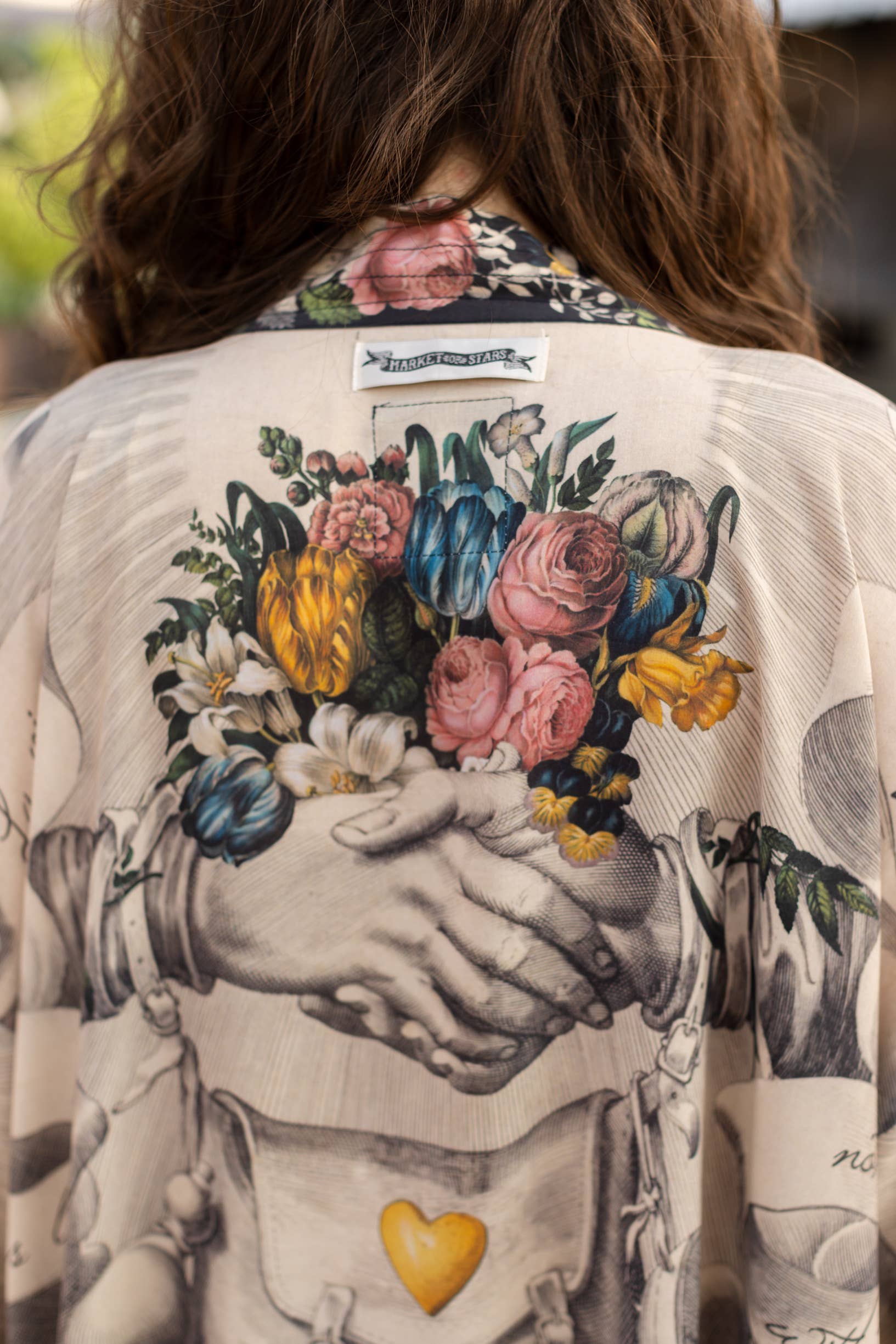 Market of Stars - Take My Hand Printed Bamboo Bohemian Cropped Kimono
