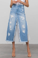 Load image into Gallery viewer, Insane Gene USA - Long Length Ripped Raw Hem Paneled Denim Skirt: M
