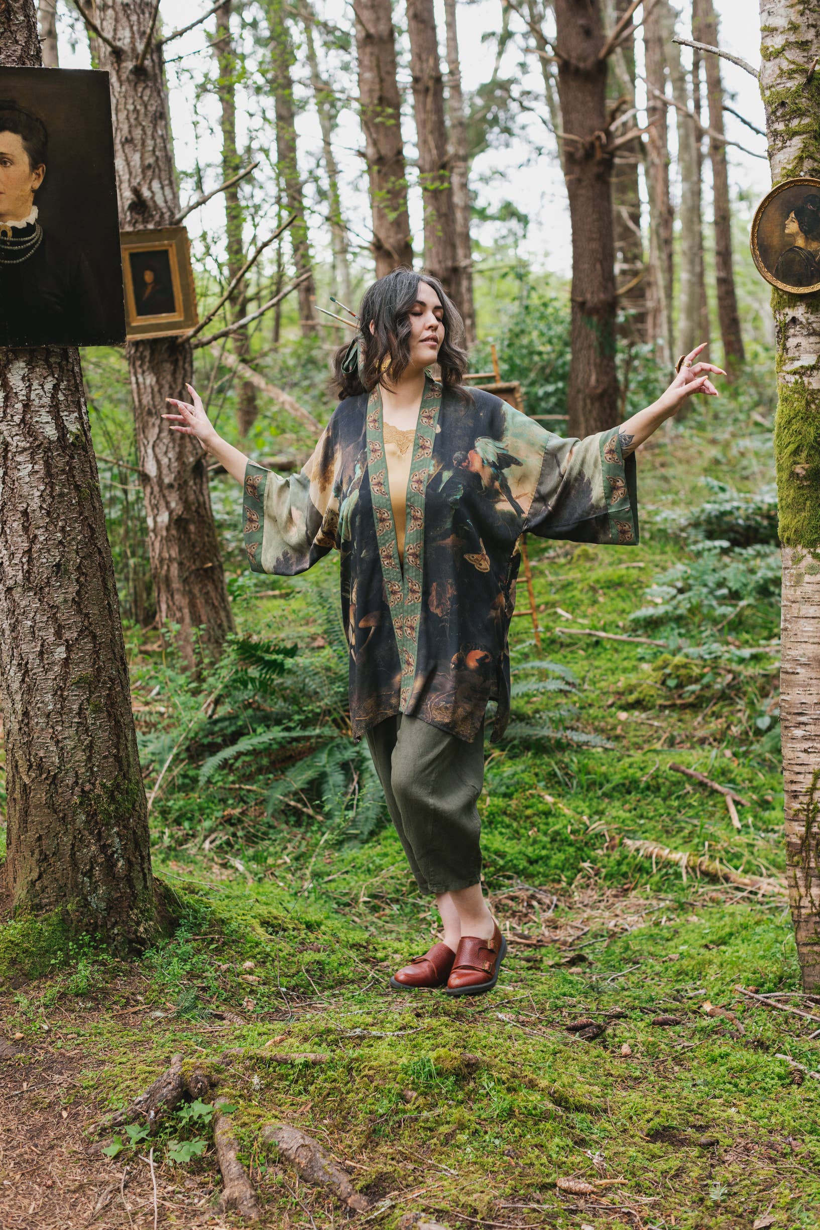 Heartwork Bamboo Bohemian Kimono Cardigan with Belt