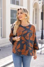 Load image into Gallery viewer, FW26 ORANGE FASHION DANIELLE'S FLORAL POCKET FRENCH TERRY TOP

