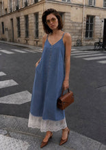 Load image into Gallery viewer, SS26 9069 ANAZ - Lace-Hem Denim Slip Dress
