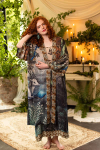 Market of Stars - Theatre of Dreams Long Duster Bamboo Kimono Robe with Deer