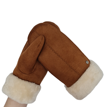 Load image into Gallery viewer, Allesco Inc - Club Rochelier Ladies Faux Suede Mitt, Contrast Sherpa Cuff
