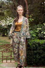 Load image into Gallery viewer, Love Grows Wild Boho Linen Bee Print Cropped Artist Pants: Ankle / Floral / One Size
