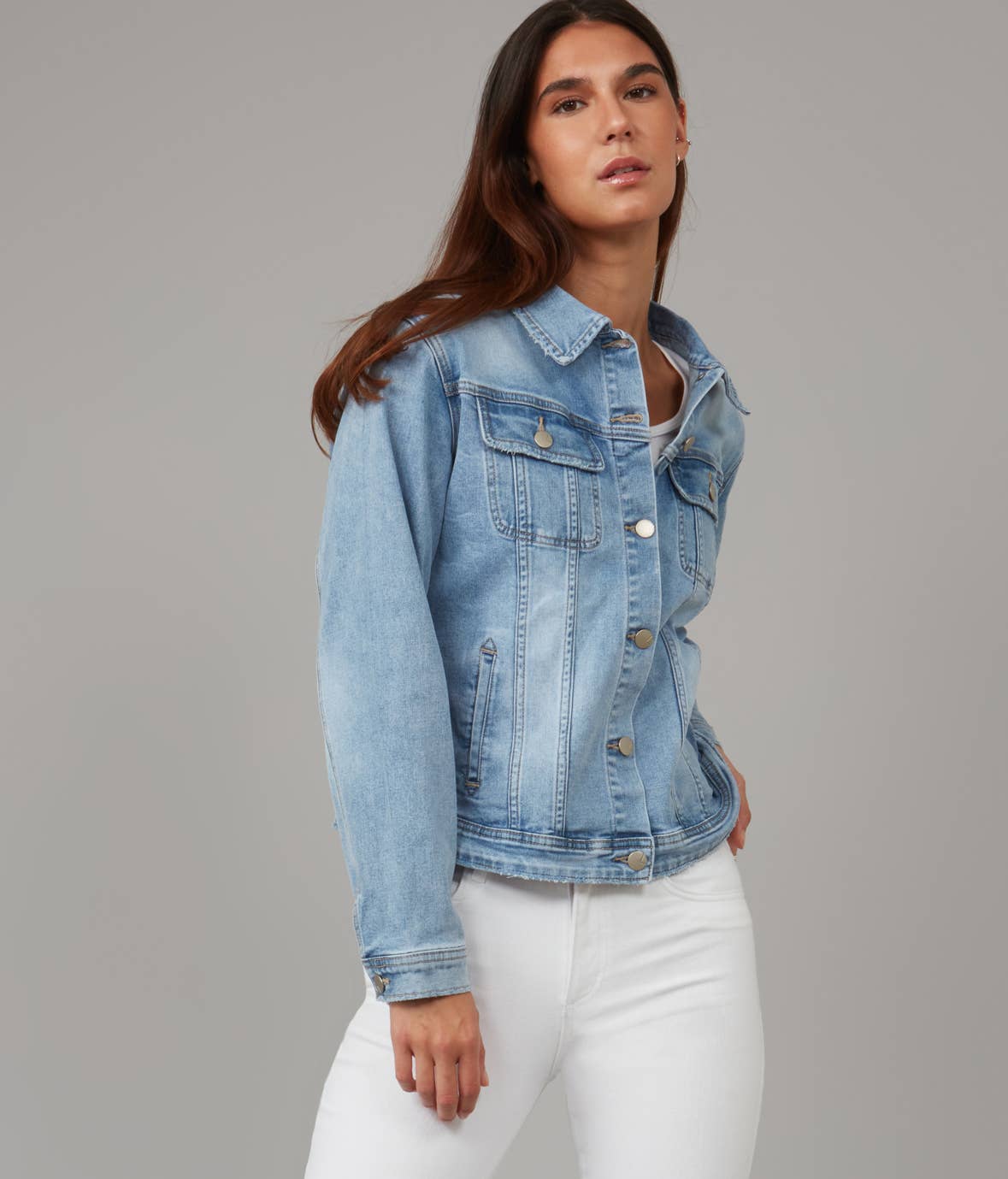 Lola Jeans - GABRIELLA-SBS Classic Denim Jacket: S / Stone Blue Skyline