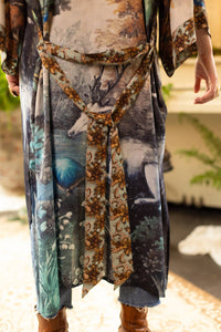 Market of Stars - Theatre of Dreams Long Duster Bamboo Kimono Robe with Deer