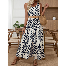 Load image into Gallery viewer, SS26 BELTED SLEEVELESS LEAF PRINT DRESS
