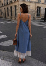 Load image into Gallery viewer, SS26 9069 ANAZ - Lace-Hem Denim Slip Dress

