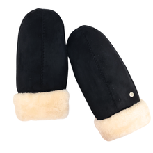 Load image into Gallery viewer, Allesco Inc - Club Rochelier Ladies Faux Suede Mitt, Contrast Sherpa Cuff
