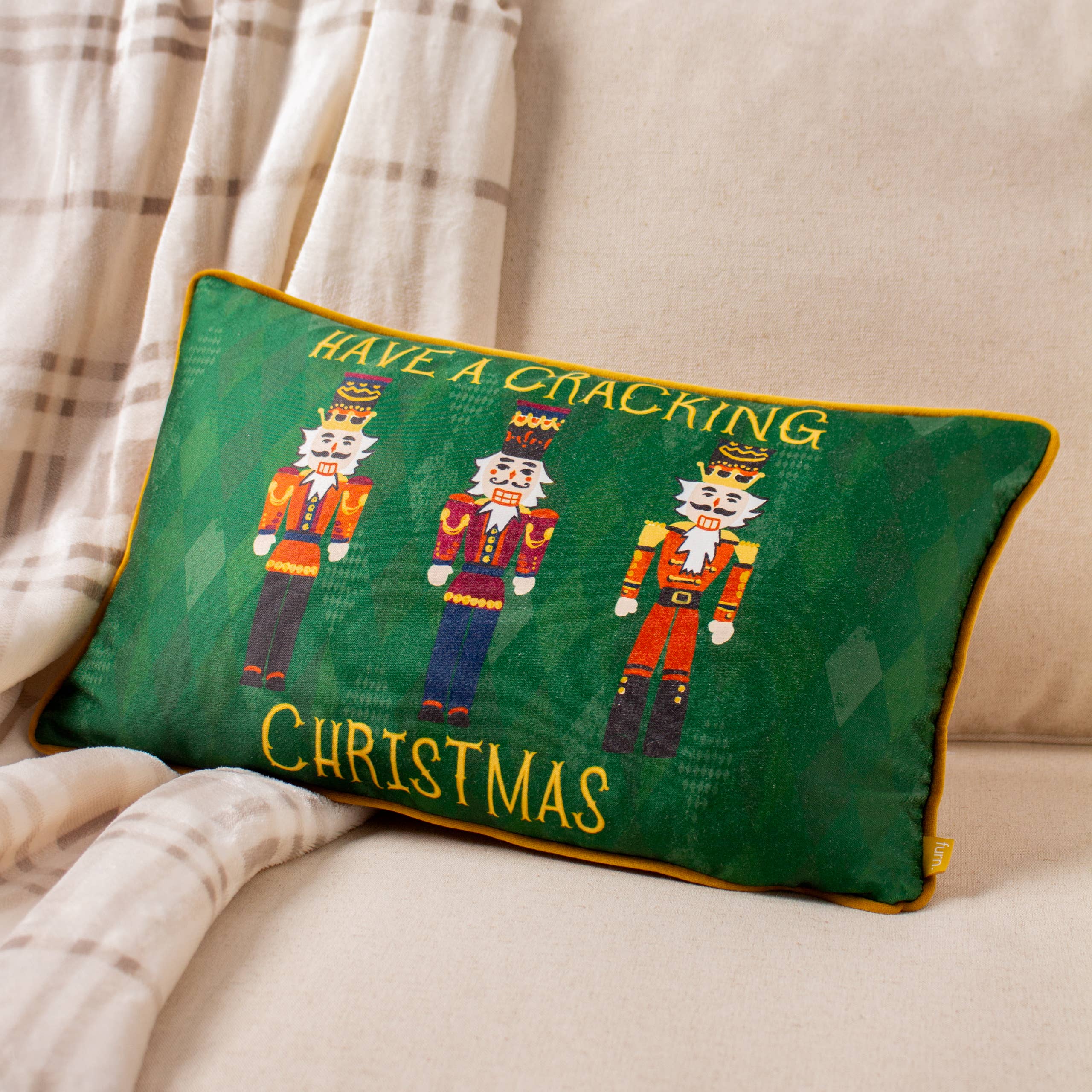 Riva Home - Nutcracker Cracking Christmas Cushion Green