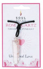 Load image into Gallery viewer, Sansaara Living - Orgone Point Pendant, Carded - Rose Quartz, 4.5"
