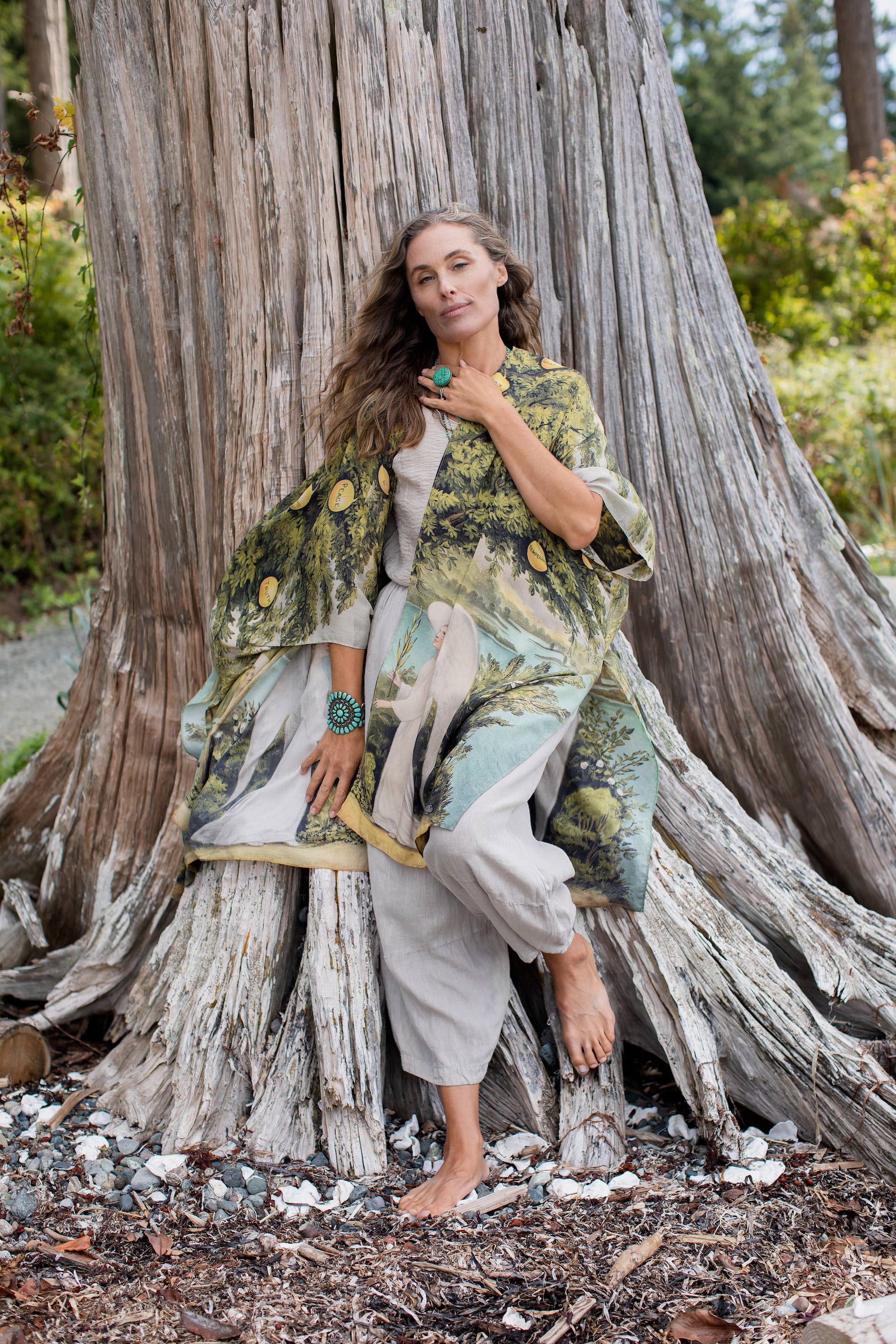 Tree of Life Starduster Bamboo Bohemian Kimono