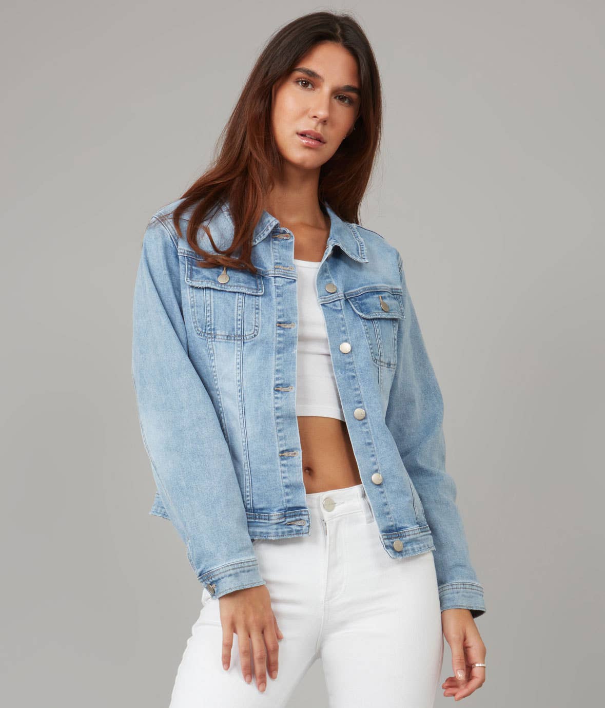 Lola Jeans - GABRIELLA-SBS Classic Denim Jacket: S / Stone Blue Skyline