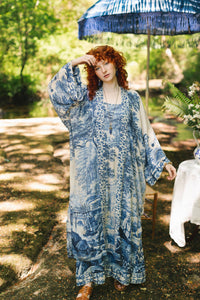 Market of Stars - Let The Light In Printed Long Duster Bamboo Kimono Robe