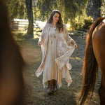 Load image into Gallery viewer, Market of Stars - Love Story Heart Print Bamboo Boho Kimono
