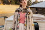 Load image into Gallery viewer, Market of Stars - Take My Hand Boho Floral Bamboo Scarf with Hummingbirds
